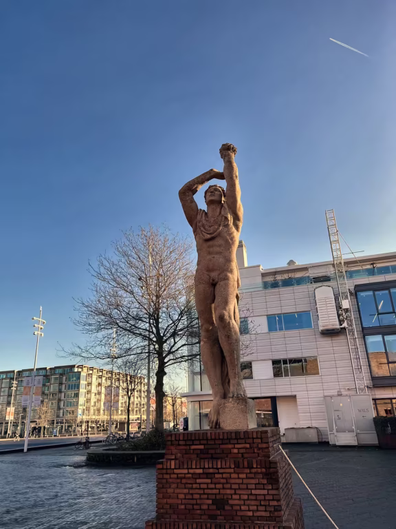 The statue outside the stadium