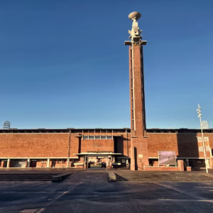 Olympic Stadium Amsterdam with its brick entrance and Marathon Tower